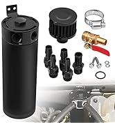 TEMSONE Universal 2 Port Aluminum 750ml Baffled Oil Catch Can Reservoir Tank with Breather Filter...