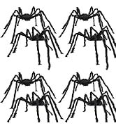 7 Pack Giant Spiders Halloween Decorations Outdoor Indoor 6.5Ft Extra Large Poseable Fuzzy Black ...
