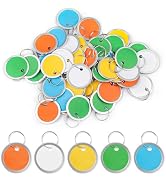 Uniclife 50 Pcs Key Tags 1 Inch Colorful Paper Labels Writable Round Plastic Key Chain Tags with ...