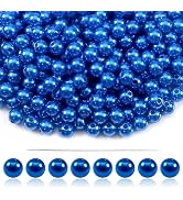 TOAOB 500pcs Pearl Beads for Jewelry Making 8mm Pearl Craft Beads with Holes Blue Round Loose Fau...