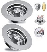3 in 1 Kitchen Sink Drain Strainer,304 Stainless Steel Kitchen Sink Stopper with Anti-Clogging Ba...
