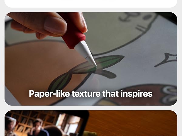 Natural paper-like feel adding perfect friction for sketching writing and limitless creativity