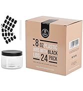 Healthy Packers 8oz Plastic Jars With Lids, Labels and White Marker - 24-Pack Small Plastic Conta...