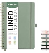 AHGXG Lined Spiral Notebook Journal for Women, 140 Pages Hardcover Leather Notebook College Ruled...