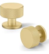 FAPUAL 10 Pack Gold Cabinet Knobs for Kitchen Cabinets & Dresser Drawers, Round Single Hole Brush...