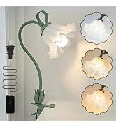 Flower Desk Lamp, LED Reading Light 360° Rotation Clip on Lamps (Green) | Vintage Flower Bedside ...