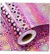 Flyhill Pink Holographic Wrapping Paper Roll Metallic Shiny Flowers Gift Wrap Valentine Day...