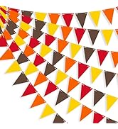 Fall Pennant Banner, Fall Color Triangle Flags Paper Harvest Festival Banner for Outside Fall The...