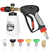 TOOLCY Foam Cannon Kit with Pressure Washer Gun 5000 PSI, 5 Nozzle Tips, 1/4" Quick Connector, 1L...