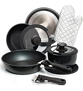 Moss & Stone Pots And Pans Set Nonstick, Removable Handle Cookware, Stackable Pots And Pans Set, ...