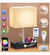 NEWREACH RGB Smart Table Lamp with Remote Control - Alexa Lamp for Bedroom with Voice & APP Contr...