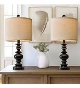 BOBOMOMO 20" Table Lamp Set of 2 for Bedroom Living Room Vintage Rustic Traditional Nightstand Be...