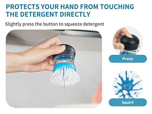 soap dispensing dish brush, dish cleaning brush
