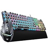 AULA Wired Gaming Keyboard Mouse Combo,Rainbow Backlit Typewriter Style Mechanical Keyboard + 128...