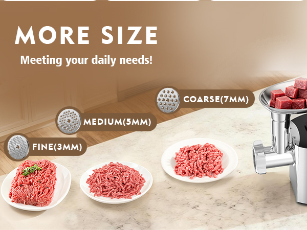 CHEFFANO MEAT GRINDER with 3 size stainless steel cutting plates