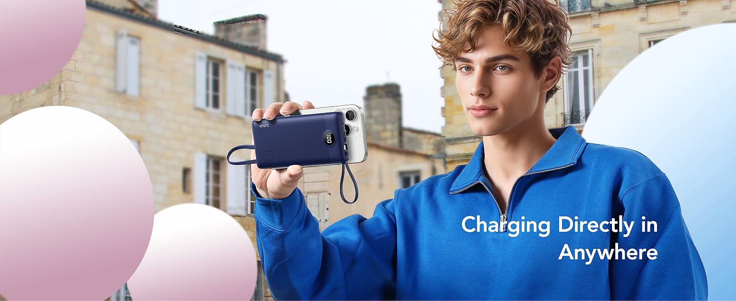 vrurc portable charger with built in cables