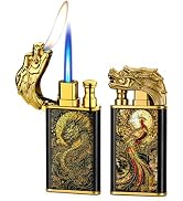 Luxury Dragon Head Torch Lighter, Dual Jet Flame Butane Refillable Windproof Lighter, Double-Side...