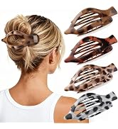 Oeusnael 4 PCS Large Flat Hair Clips for Women Girls, French Concord Lay Down Flat Claw Clips for...