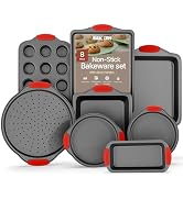 BAKKENMASTER Baking Set – 8 Piece Kitchen Oven Bakeware Set – Deluxe Non-Stick Black Coating Insi...