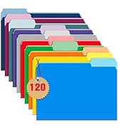 Gloween File Folders, 120 Pack Two-Tone Colored File Folders Letter Size, Assorted Colors Folders...
