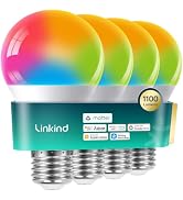 Linkind Matter Smart Light Bulbs 5GHz, Work with Alexa/Apple Home/Google, UltraColor 1100LM Color...