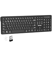 TECKNET Wireless Keyboards, Support 2.4G USB and Bluetooth - Full Size Computer Keyboards with Nu...