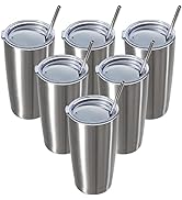 MUCHENGHY 20oz Stainless Steel Tumbler with Lid and Straw, Double Wall Vacuum Insulated Travel Co...