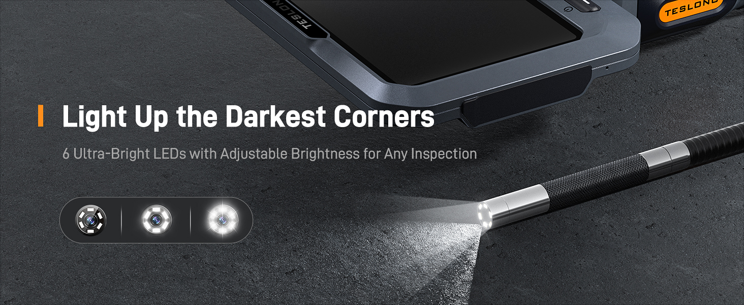 Two-Way Articulating Borescope with Adjustable LED Light