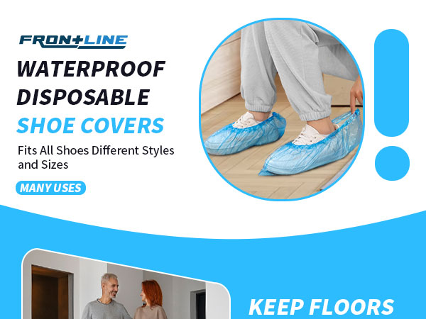 Disposable shoe covers blue booties indoor foot protectors waterproof plastic home guests workers