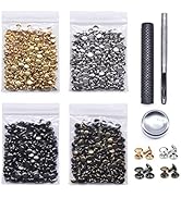 SEMINI 400 Sets 5mm Leather Rivets, Double Cap Rivet Tubular 4 Colors Metal Studs with Fixing Too...
