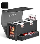 UAONO Card Deck Box for MTG, Double Card Storage Box with 2 Commander Display & 1 Dice Tray, Fits...