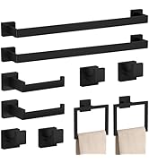 10-Pieces Matte Black Bathroom Accessories Set, 23.6 Inch Bath Towel Bar Set, SUS 304 Stainless S...