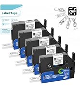 VolenGo White BZ Tapes for D210S H1100 E1000 Label Maker, 12mm 0.47 Laminated CHIP Label Tapes Re...