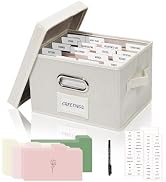 Hiwhy Greeting Card Storage Box, Linen Storage Box with 16 Adjustable Dividers, 84 Labels, 1 Mark...