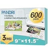 Laminating Sheets, PANDRI 600 Pack Thermal Laminator Pouches Holds 8.5 x 11 Inch, 3 Mil Clear Lam...