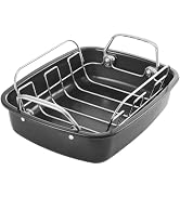 KITESSENSU Nonstick Turkey Roasting Pan with Rack 17 x 14 inch - Large Chicken Roaster Pan for Ov...