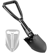 PLACHIDAY Folding Shovel - 24'' Lightweight Digging Shovel High Carbon Steel Portable Digging Tro...