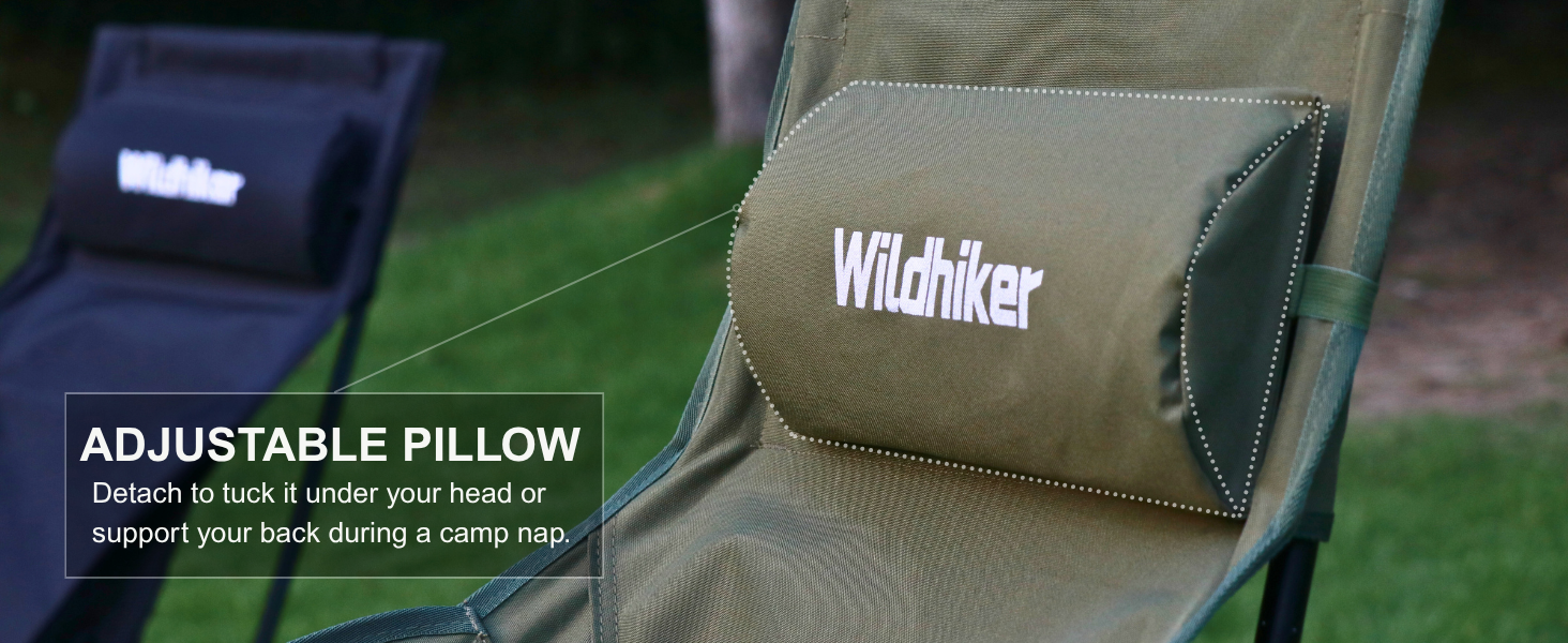 Wildhiker high back camping chairs with pillow