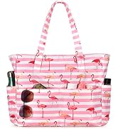 oscaurt Beach Bags for Women Large Waterproof Sandproof Beach Tote Swim Pool Bag with Zipper for ...
