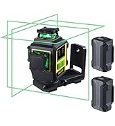 Firecore Laser Level 3 X 360 Self Leveling, Green Beam Cross Line Alignment Laser Tool with 3 Bri...