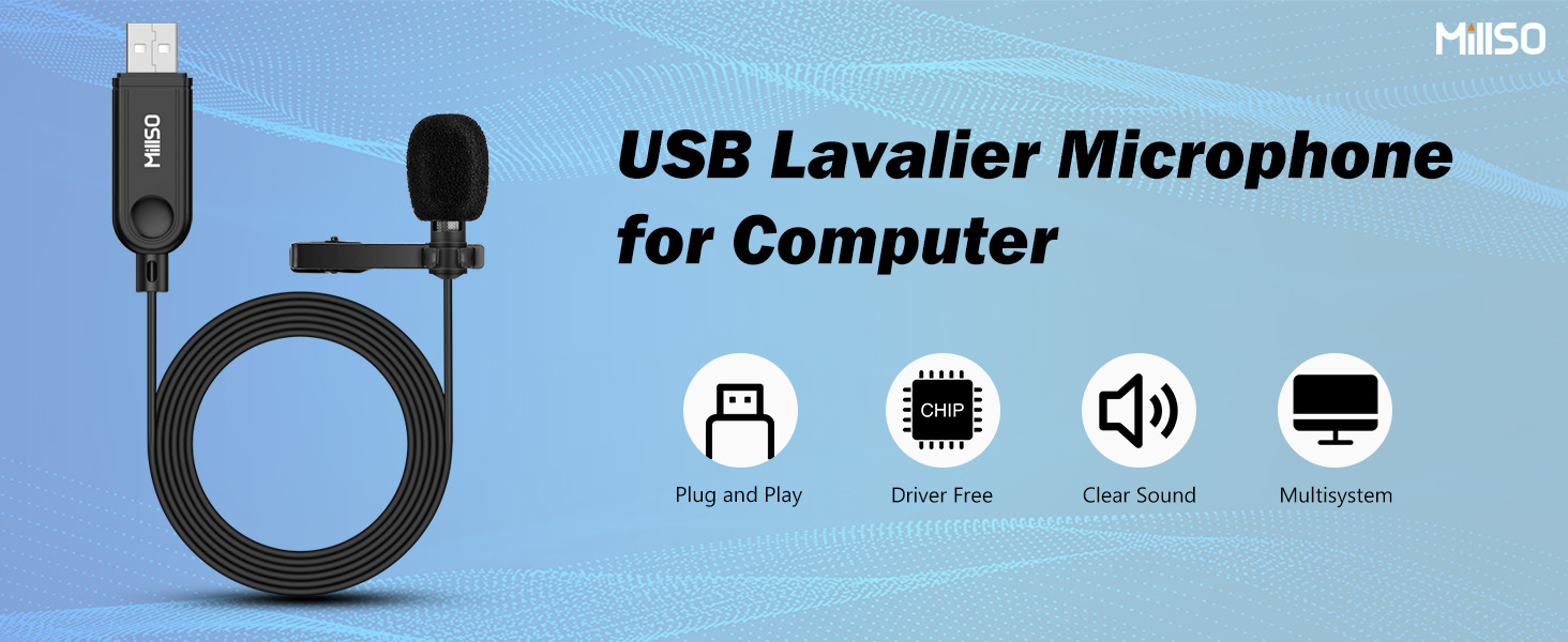 MillSO USB lavalier microphone for Laptop