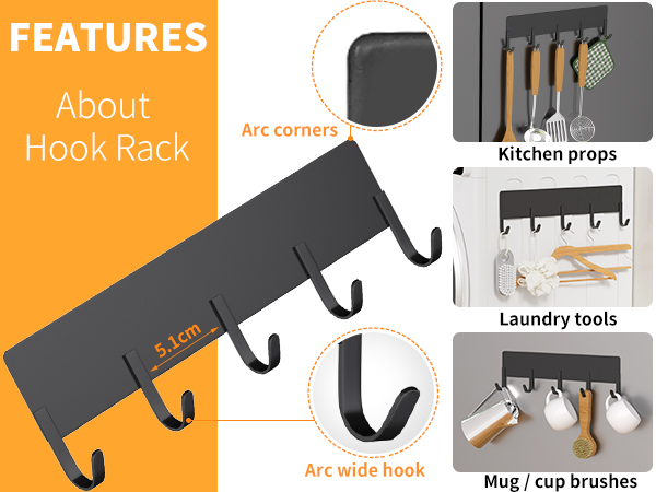 Moveable Spice Organizer with Hook Rack, Home Laundry Room Storage Organization