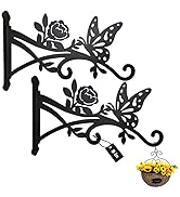 KEHOUXRE 2 Pcs Wall Plant Hanger Indoor & Outdoor - 9 in Metal Hanging Plant Bracket with Butterf...
