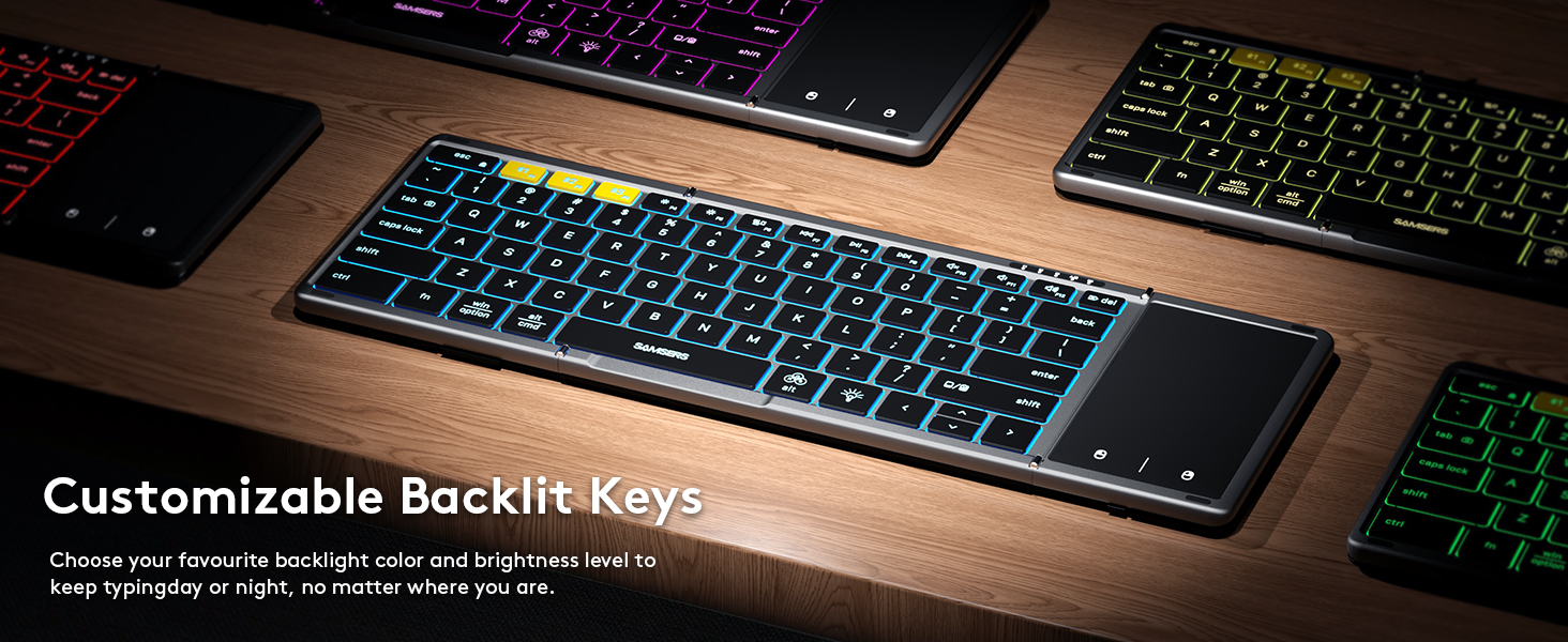folding keyboard with blacklit