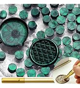 300pcs Peacock Green Sealing Wax Beads for Wax Stamp, YOLAKIS Octagon Wax Seal Beads Seal Pellets...