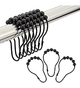 Amazer Shower Curtain Hooks Rings, Black Shower Curtain Rings Stainless Steel Rust-Resistant, Sho...