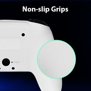 Close-up of the controller’s rear grip details.