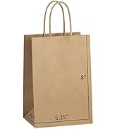 Eupako Kraft Paper Bags with Handles, 5.25x3.75x8 Brown Small Gift Bags, Kraft Shopping Bags, Par...