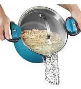 Gotham Steel 5 Quart Stock Pot Ceramic Multipurpose Pasta Pot with Strainer Lid & Twist and Lock ...