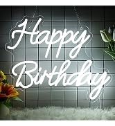 Neonawall Happy Birthday Neon Sign for Birthday Party, Happy Birthday LED Neon Light Sign for Wal...